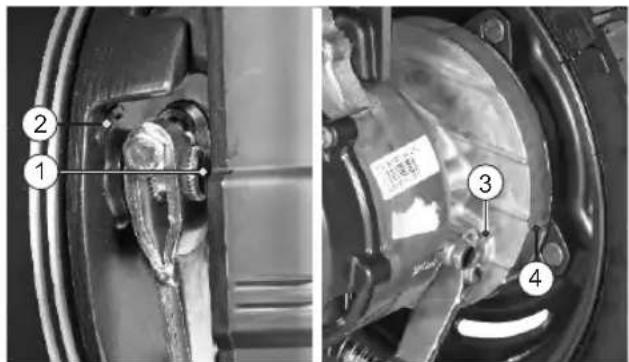 Technical diagram showing mechanical components with numbered labels (1, 2, 3, 4) indicating parts of a vehicle or assembly.