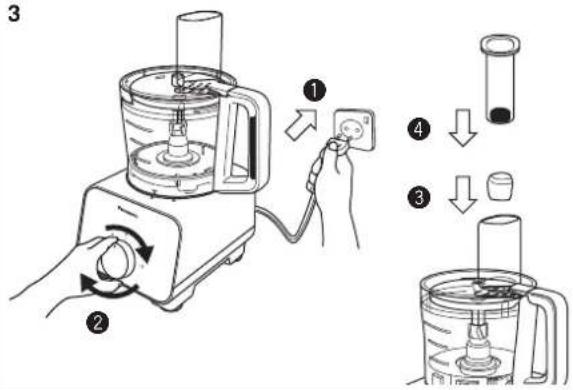 Diagram illustrating a coffee maker's step-by-step usage, showing steps from mixing to cleaning and packaging.