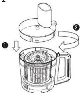 Diagram showing a food kitchen with labeled parts and directional arrows indicating processing steps.