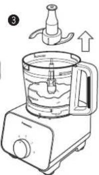 Diagram showing a blender with liquid being opened, labeled with step number 3 and an upward arrow indicating process.