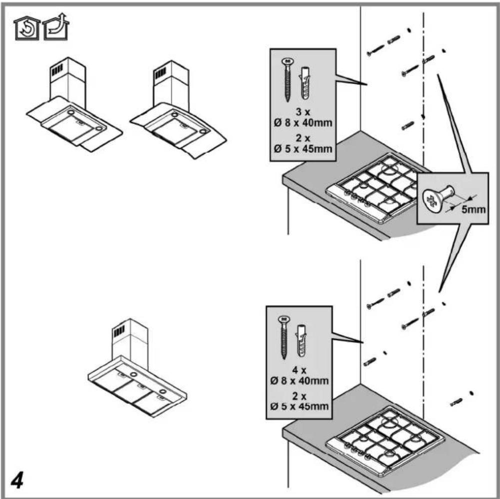 3 x Ø 8 x 40mm 2 x Ø 5 x 45mm 5mm 4 x Ø 8 x 40mm 2 x Ø 5 x 45mm 4