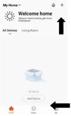 My Home Welcome home Set your home location, get more information All Devices Living Room No device Add Device Home Smart Me