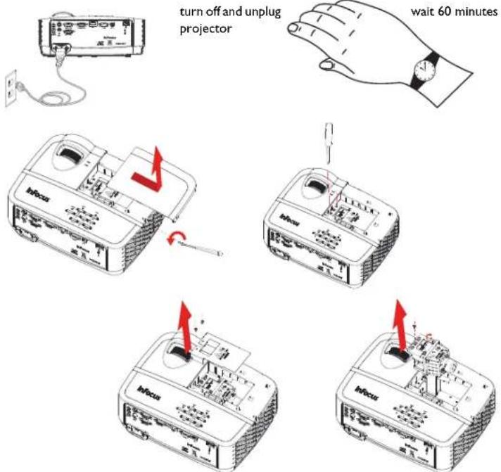 turn off and unplug projector wait 60 minutes Infocus Infocus Infocus