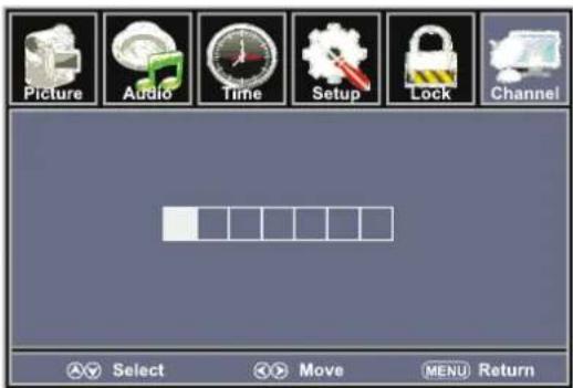 Picture Audio Time Setup Lock Channel Select Move MENU Return