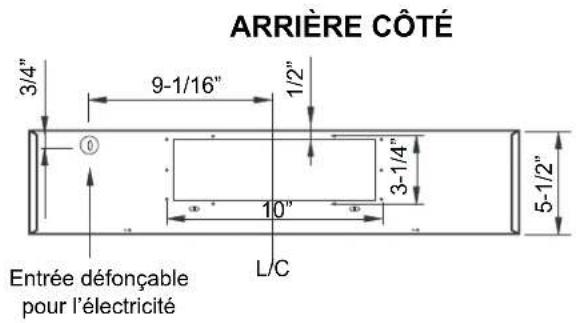 ARRIÈRE CÔTÉ 3/4" 9-1/16" 1/2" 3-1/4" 5-1/2" Entrée défonçable pour l'électricité L/C