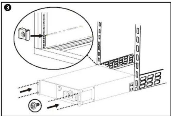 Technical diagram showing server rack setup with zoomed-in detail and component labels