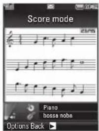 Score mode Piano bossa noba Options Back