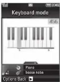 Keyboard mode 456 Piano bossa noba Options Back