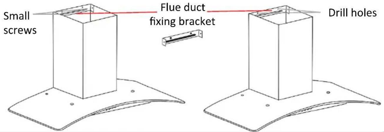 Small screws Flue duct fixing bracket Drill holes