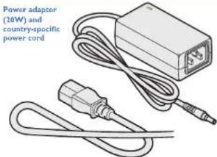 Power adapter (20W) and country-specific power cord