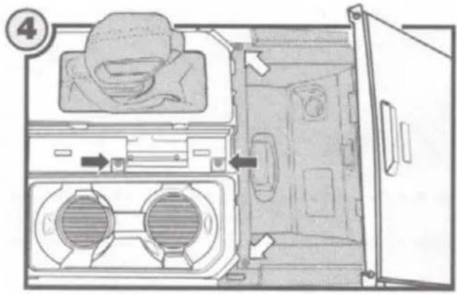 Diagram of a refrigerator interior showing air vent, fan, and door components with numbered annotation