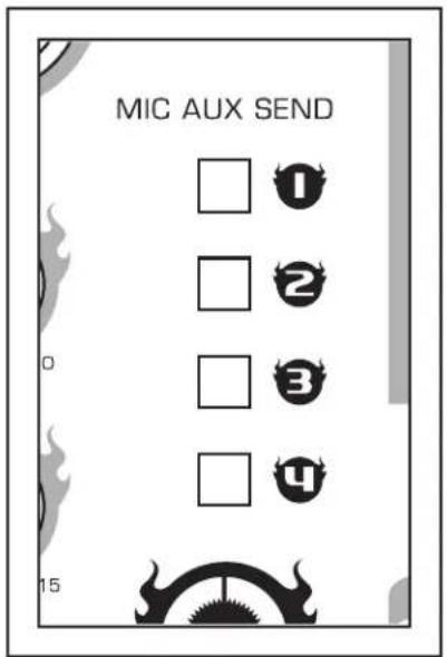 MIC AUX SEND □ ① □ ② 0 □ ③ □ ④ 15
