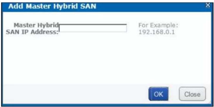 Add Master Hybrid SAN Master Hybrid SAN IP Address: For Example: 192.168.0.1 OK Close