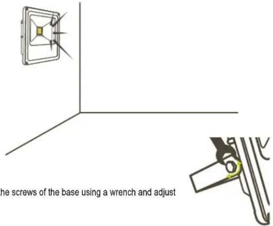 the screws of the base using a wrench and adjust