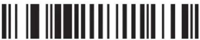 Black and white barcode image with vertical lines and a central dot