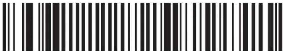 Black and white barcode image with vertical lines and a small number '1' at the bottom center.