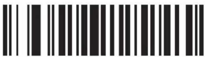 Black and white barcode image with vertical lines and a central dot
