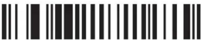 Black and white barcode image with vertical lines and a central dot