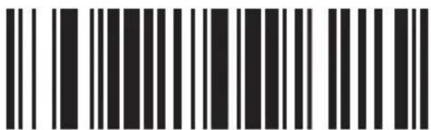 Black and white barcode image with vertical lines and a central dot