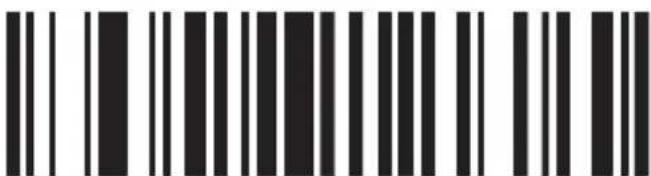 Black and white barcode image with vertical lines and a central dot