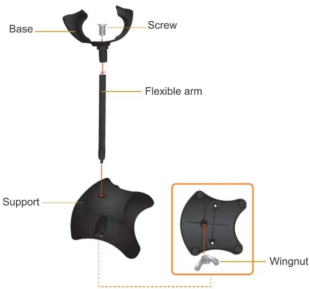 Base Screw Flexible arm Support Wingnut