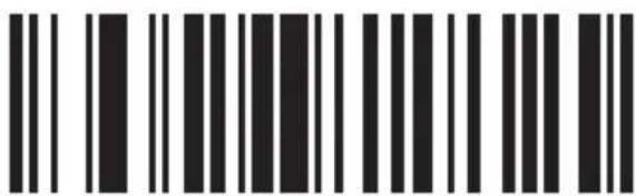 Black and white barcode image with vertical lines and a central dot