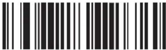 Black and white barcode image with vertical lines and dots, no readable text or symbols