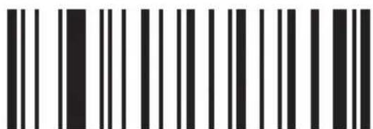 Black and white barcode image with vertical lines and a central dot
