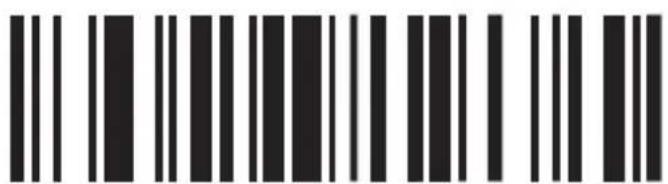 Black and white barcode image with vertical lines and a central dot