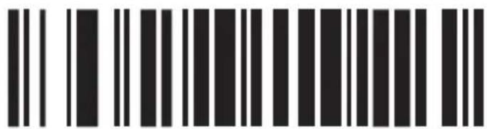 Black and white barcode image with vertical lines and a central dot