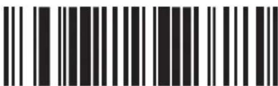 Black and white barcode image with vertical lines and a central dot