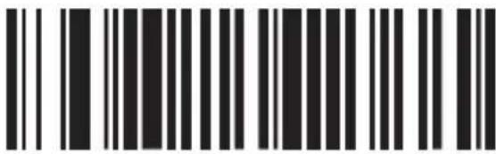 Black and white barcode image with vertical lines and a central dot
