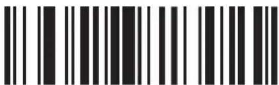 Black and white barcode image with vertical lines and a central dot