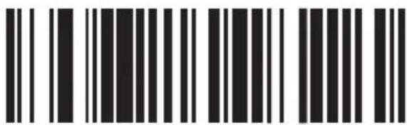 Black and white barcode image with vertical lines and a central dot