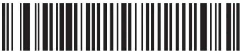 Black and white barcode image with vertical lines and a small number '1' at the bottom center.