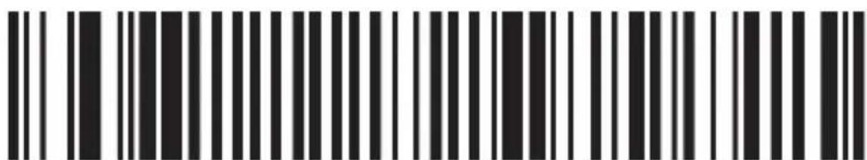 Black and white barcode image with vertical lines and a small number '1' at the bottom center.