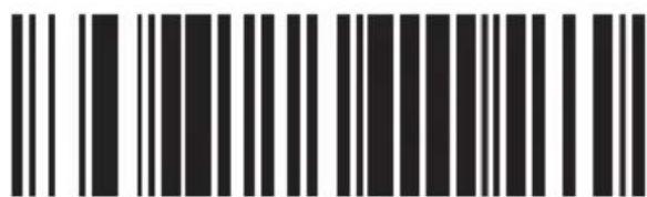 Black and white barcode image with vertical lines and a central dot