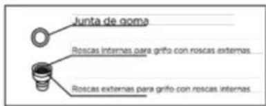 Junta de goma Roscas internas para grifo con roscas externas Roscas externas para grifo con roscas internas
