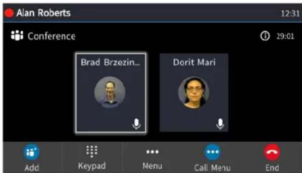 Alan Roberts 12:31 Conference 29:01 Brad Brzezin... Dorit Mari Add Keypad Menu Call Menu End