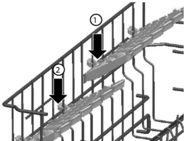 Technical diagram showing a metal cage structure with labeled components and directional arrows indicating flow or movement.
