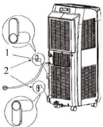 Technical diagram of an air conditioning unit with labeled components and wiring connections