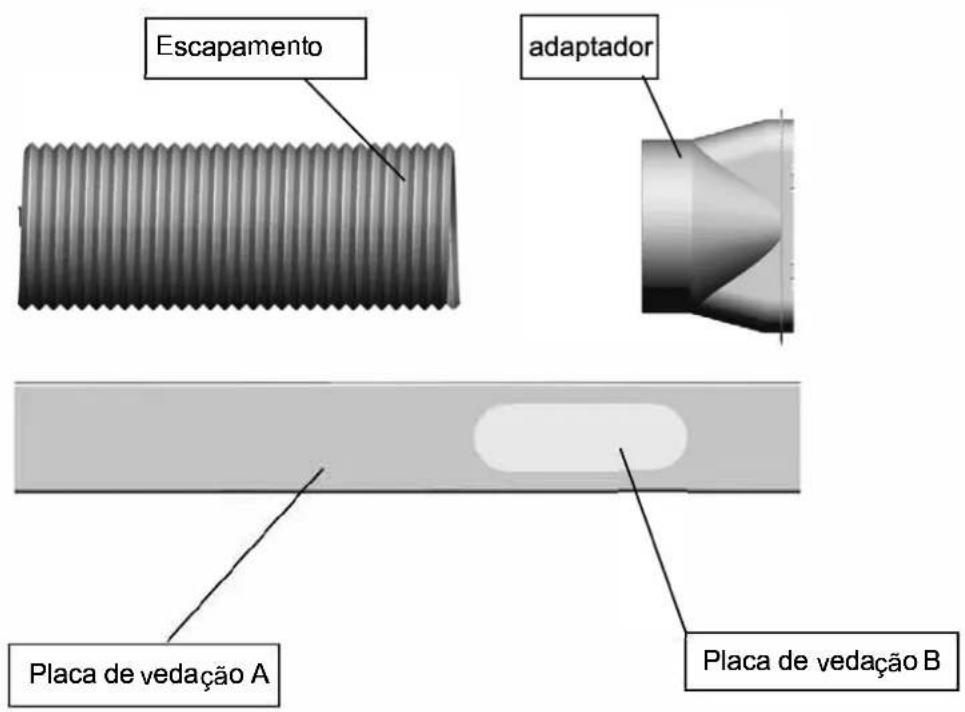 Escapamento adaptador Placa de vedação A Placa de vedação B