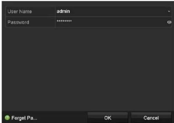 User Name admin Password ******** Forget Pa... OK Cancel