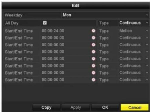 Edit Weekday Mon All Day Start/End Time 00:00-24:00 Start/End Time 00:00-00:00 Start/End Time 00:00-00:00 Start/End Time 00:00-00:00 Start/End Time 00:00-00:00 Start/End Time 00:00-00:00 Start/End Time 00:00-00:00 Copy Apply OK Cancel