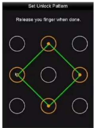 Set Unlock Pattern Release you finger when done.