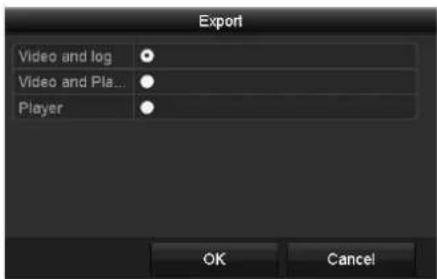 Export Video and log Video and Pla... Player OK Cancel
