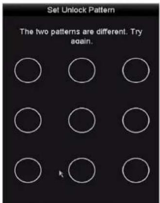 Set Unlock Pattern The two patterns are different. Try again.