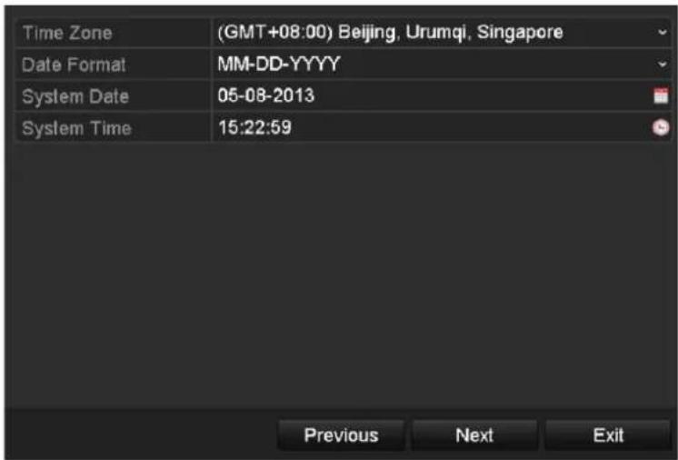 Time Zone (GMT+08:00) Beijing, Urumqi, Singapore Date Format MM-DD-YYYY System Date 05-08-2013 System Time 15:22:59 Previous Next Exit