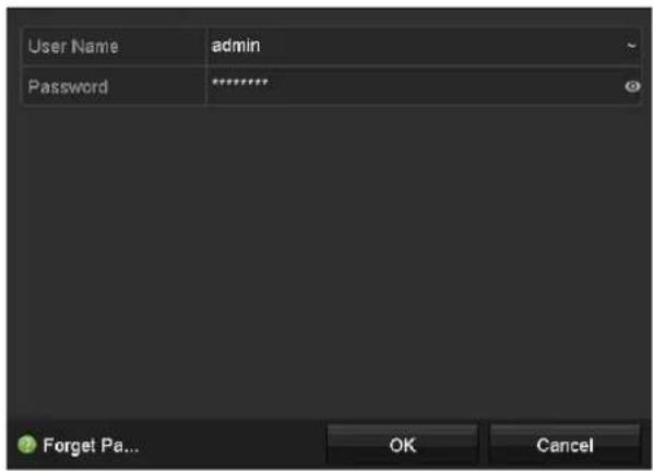 User Name admin Password ******** ? Forget Pa... OK Cancel