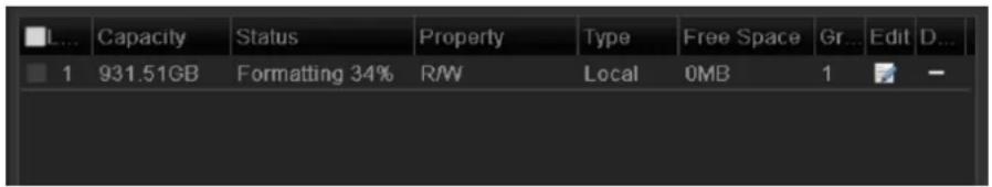 L... Capacity Status Property Type Free Space Gr... Edit D... 1 931.51GB Formatting 34% R/W Local 0MB 1 -